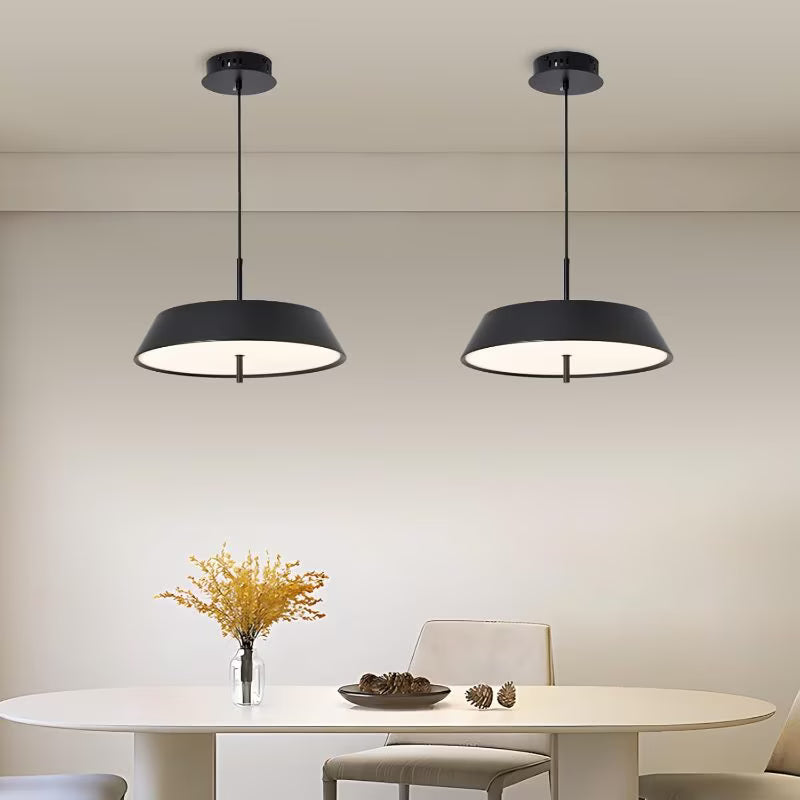 Modern Black LED Pendant Light - 36W, 3-Tier Dimmable Color Temperature 3000K/4000K/6000K, Remote Control, Adjustable Height, 40cm Round Dome Ceiling Light, Semi Flush Mount Fixture for Dining Room, Kitchen Island, Hall & Study