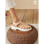 Women’s Woven Platform Sandals – Retro Casual Lightweight Summer Shoes