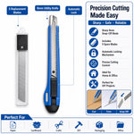 9mm Utility Knife Set – Blue, Automatic Lock Snap-Off Box Cutter, Carbon Steel Blade, 5 Replacement Blades, ABS Handle for Office, Crafts & DIY