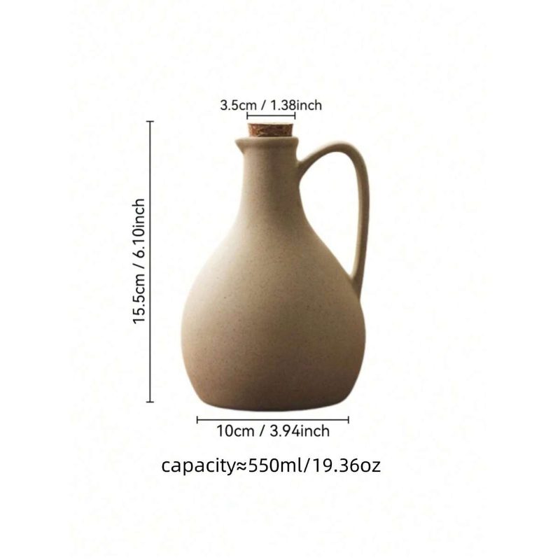 550ml Ceramic Oil & Sauce Dispenser Bottle – Thick Ceramic Kitchen Condiment Container