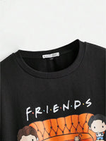 Plus Size Women’s Oversized Graphic T-Shirt – Casual Cartoon Print Drop Shoulder Top