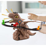 Green Dinosaur Race Track Toy with Lights – Climbing Stair Game & T-Rex Roller Coaster Set (30 cm)