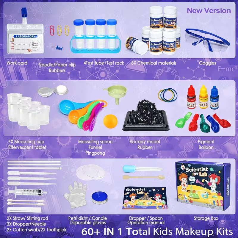 Multicolor 72+ Piece Science Lab Experiment Kit – Educational Science Toys & Learning Games for Kids Ages 8+