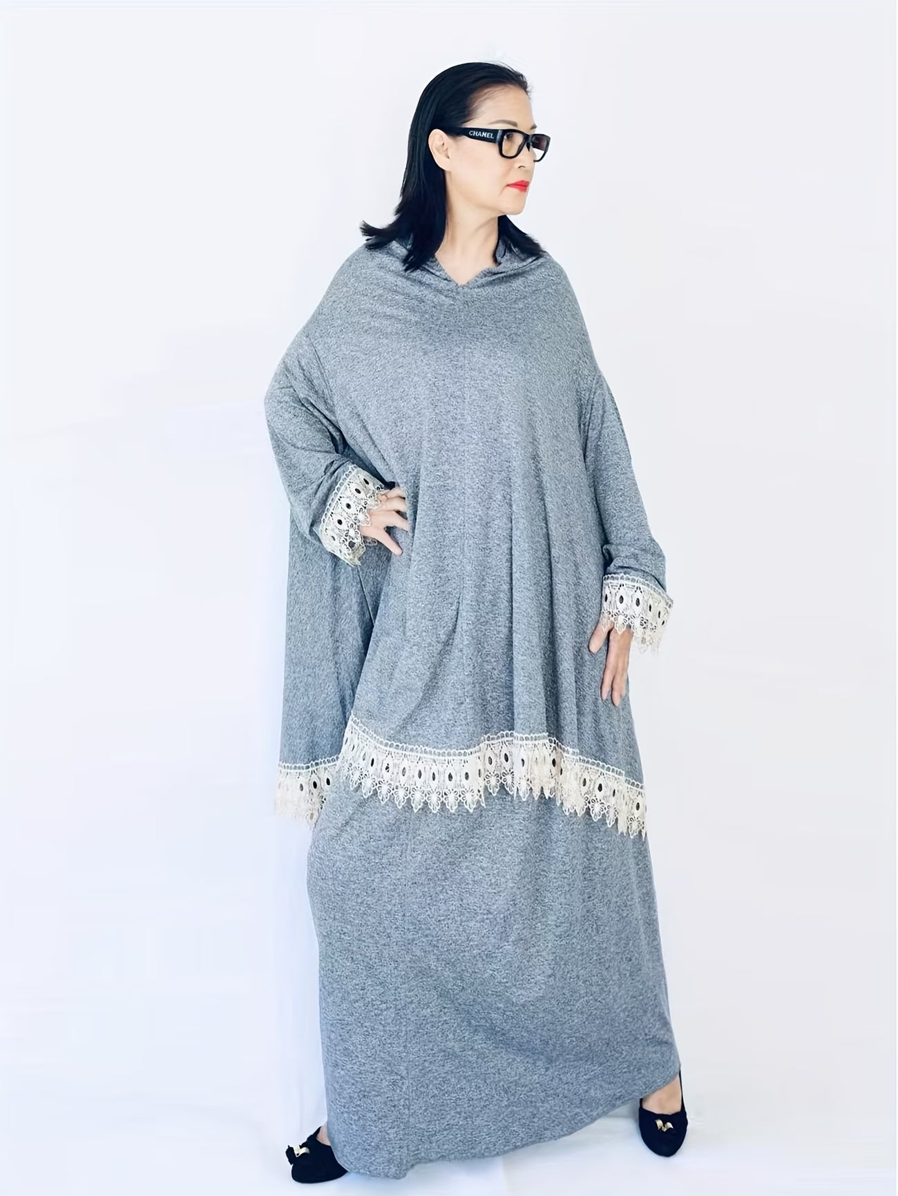 Women’s Soft 2-Piece Lace Prayer Robe Set – Comfortable Elastic Modest Wear