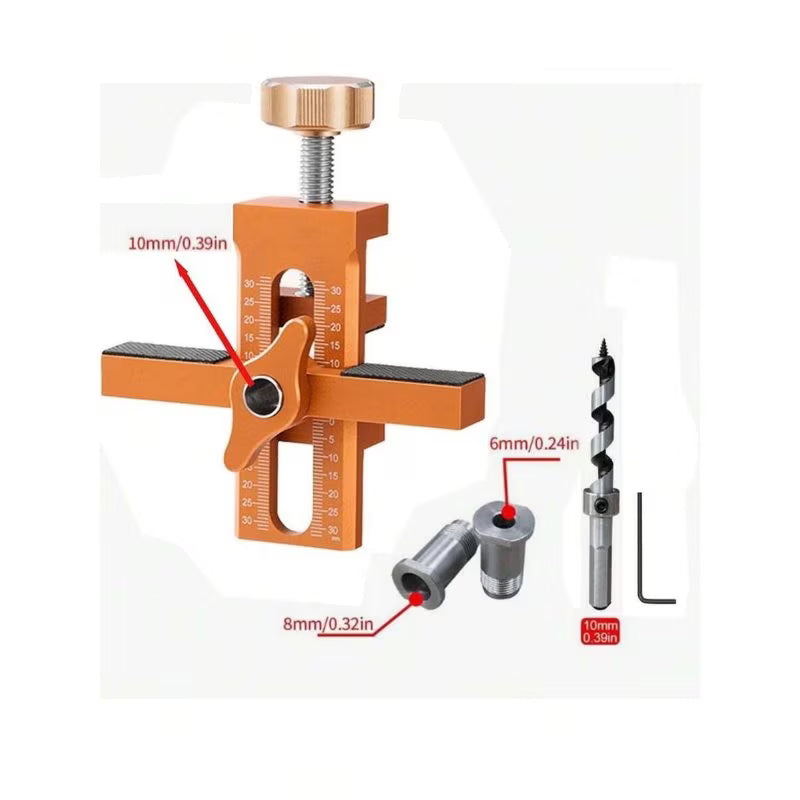 2-in-1 Cabinet Door Installation Template (Orange) - Aluminum Alloy Quick Mounting Jig with 7-40mm Range, Precision Woodworking Positioning Tool Set