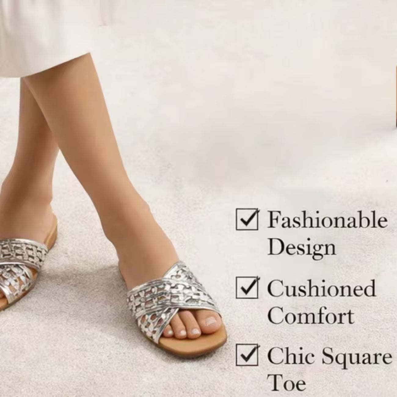 Women’s Crisscross Braided Square-Toe Sandals – Lightweight Summer Beach Shoes