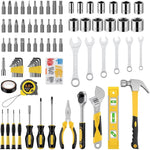 108pcs Home & Car Tool Kit – Yellow & Black, Portable Hand Tool Set with Organizer Box for Home Repair, Automotive Maintenance, DIY & Workshop