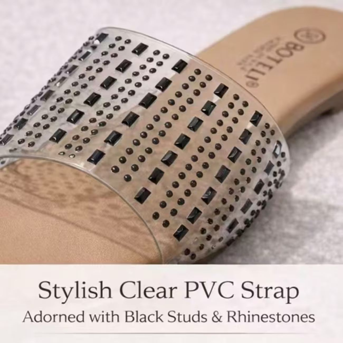 Women’s Clear Rhinestone Slide Sandals – Open-Toe Flat Shoes with Transparent Straps