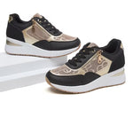 Women's Wedge Sneakers – Embroidered Pattern, Breathable, Comfortable Casual Shoes