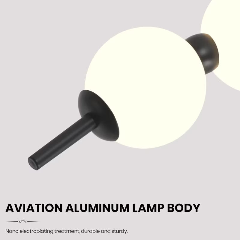 Modern Wave Shape LED Chandelier - Black & White, 18W Acrylic Ball Linear Pendant Light, Adjustable Height, Remote Dimming, 3000K-6000K, Modern Hanging Ceiling Light for Dining Room, Hall & Study