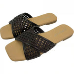 Women’s Crisscross Braided Square-Toe Sandals – Lightweight Summer Beach Shoes