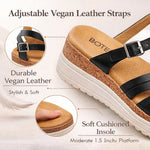 Women’s PU Wedge Sandals – Cross-Strap Adjustable Ankle Shoes with Cork Midsole