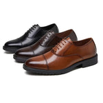 Pack Platinum Collection Men's Burnished British Style Oxfords - Light Brown & Dark Brown, Lace-Up Business Casual Formal Shoes, Soft Sole Wear-Resistant Shoes