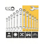 Adjustable Wrench Set - Black, 12-Piece Combination Wrench Set 8mm-19mm, Aluminum Alloy Hand Tools, Adjustable Wrench, Durable Mechanical Repair Tool Set for Home, Garage & Workshop