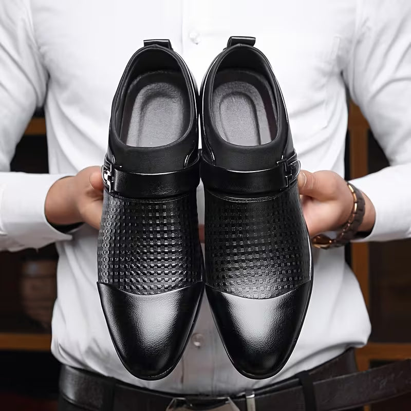 Pack Platinum Collection Men's Business Formal Oxfords - Black, Plus Size Comfort Casual Loafers, Lightweight EVA Sole Work Shoes