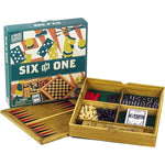 6-in-1 Wooden Toy Set - Default Color Multi-Game Wooden Board Set, Classic Strategy & Family Games for Kids and Adults, Educational Tabletop Game Collection for Home & Travel