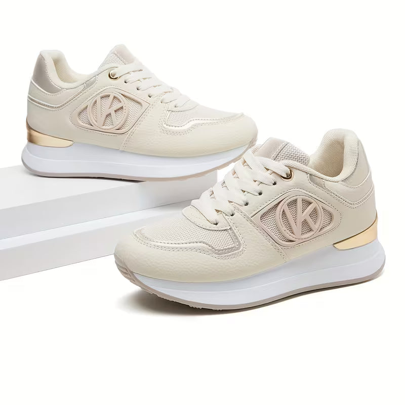 Women's Low-Top Sneakers – Lace-Up Casual Shoes, Soft Non-Slip Sole, Wear-Resistant Fabric Upper