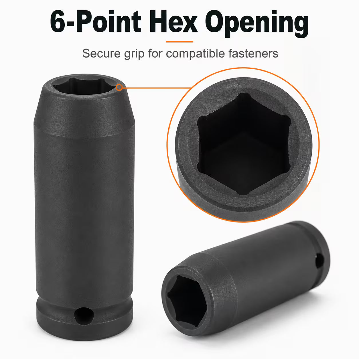 12mm Deep Impact Socket – Black, 1/2-Inch Drive, 6-Point CR-Mo Steel Socket, Long Reach for Impact Wrench, Ratchet & Breaker Bar