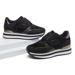 Women's Low-Top Sneakers – Magic Tape Closure, Thick Sole, Breathable Mesh