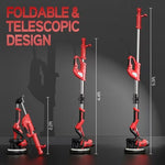 800W Drywall Sander - Red/Black, Electric Drywall Sander with Vacuum Dust Collection, LED Light, Variable Speed 800-1800RPM, Foldable & Extendable Handle, 50pcs Sandpaper Set