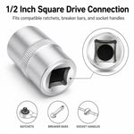 1/2-Inch Socket – Silver, 1/2-Inch Square Drive, 6-Point CR-V Chrome Vanadium Steel Socket for Ratchet, Breaker Bar & Automotive Repair
