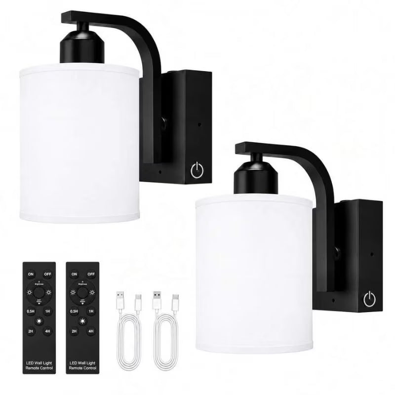 2pcs Rechargeable Fabric Wall Lamps - Golden, Modern Wireless Bedside Sconces, Touch & Remote Control, Dimmable Color Adjustment, Timer & Memory Function, USB Powered, Suitable for Bedroom, Living Room, Hallway & Hotel