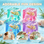 Blue & Multicolor 4-Pack Cube of Ice Stress Balls – Soft Seashell Dough Fidget Toys for Relaxation