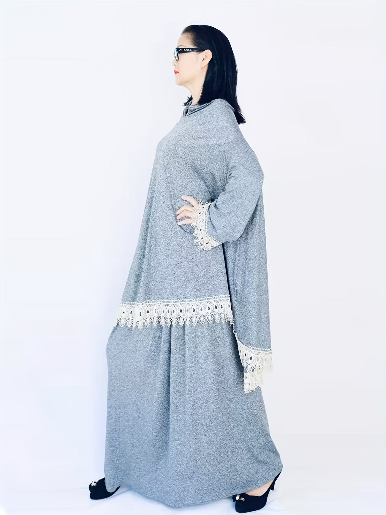 Women’s Soft 2-Piece Lace Prayer Robe Set – Comfortable Elastic Modest Wear