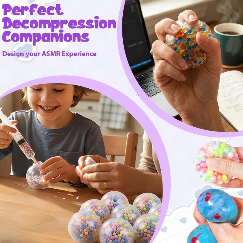 Mixed Color Stress Ball Making Kit – DIY Pressure Anxiety Relief Set with TPR Skins & Vacuum Tool