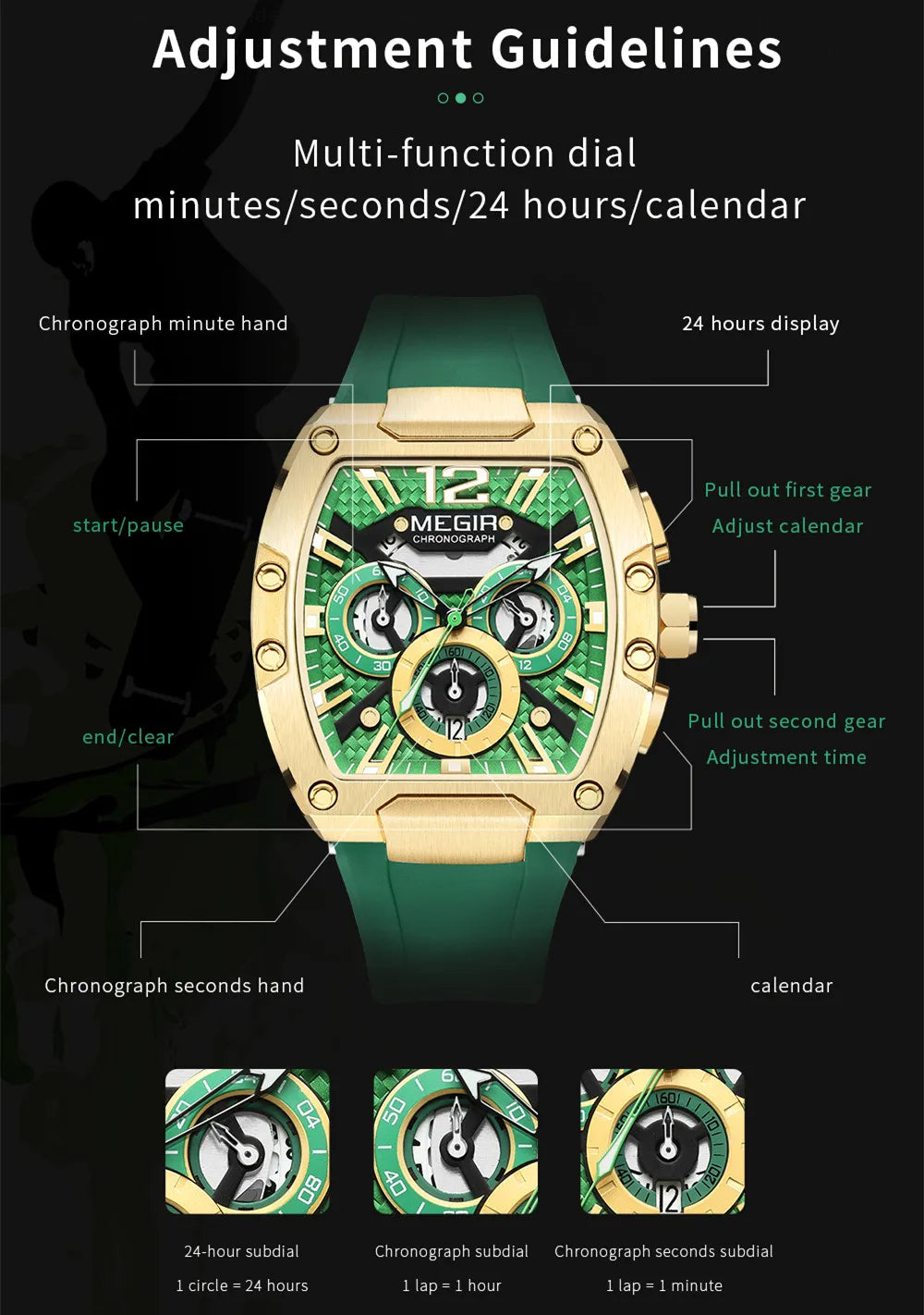 MEGIR 8112 – Bold Chronograph Watch with Calendar & Luminous Display