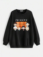 Plus Size Women’s Oversized Graphic T-Shirt – Casual Cartoon Print Drop Shoulder Top