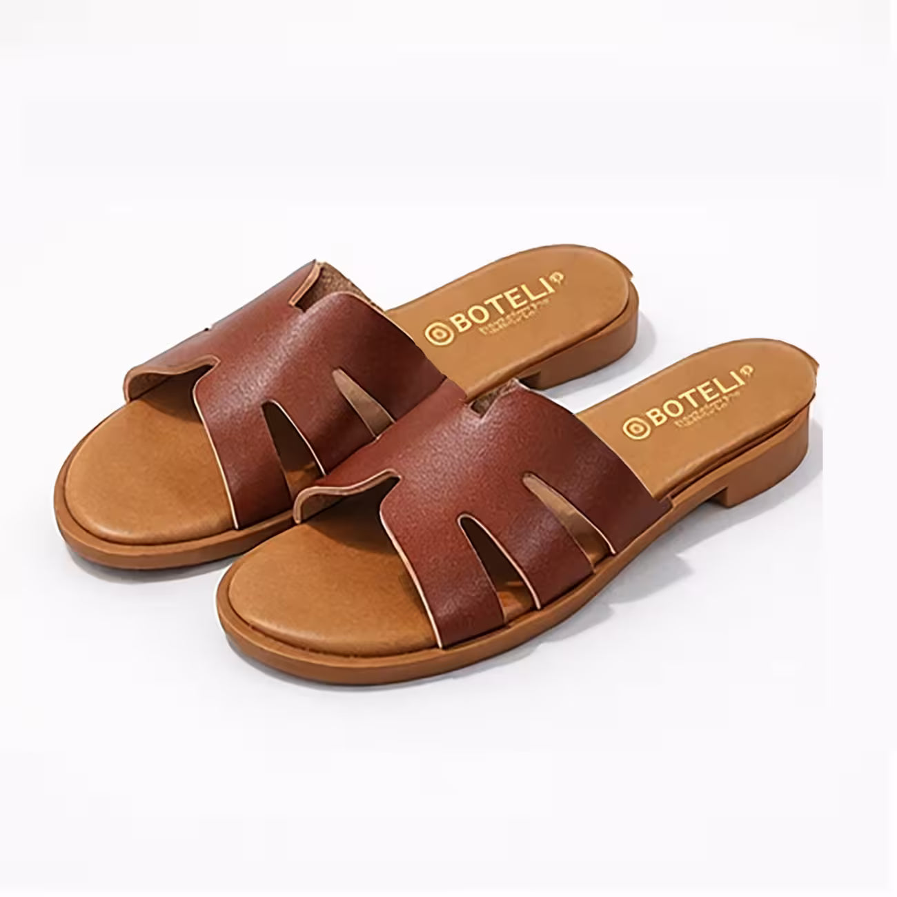 Women’s Low-Heel Slide Sandals – Cut-Out H-Strap Open-Toe Casual Shoes
