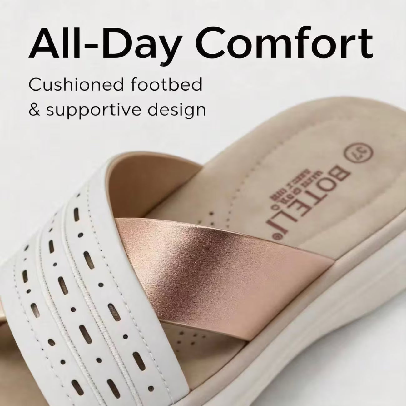 Women’s Crisscross Slide Sandals – Perforated Platform Wedge Summer Shoes