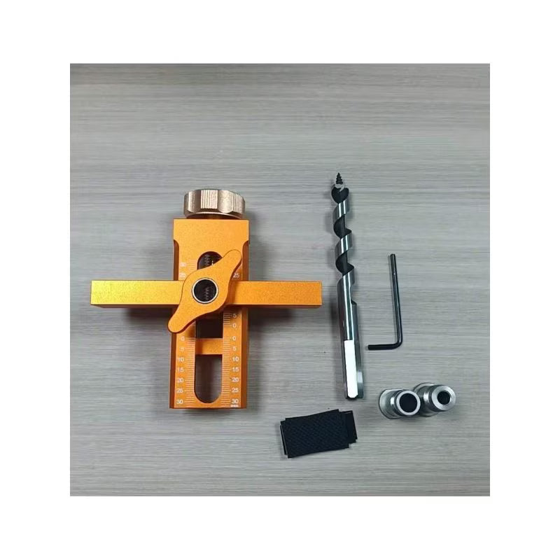 2-in-1 Cabinet Door Installation Template (Orange) - 6/8/10mm Perforated Mounting Jig with 7-40mm Range, Aluminum Alloy Woodworking Tool Kit