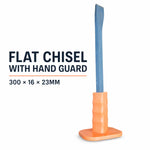 300mm Flat Masonry Chisel with Hand Guard (Gray) - 16 x 23mm Reinforced Hand Chisel for Concrete, Brick & Wall Work