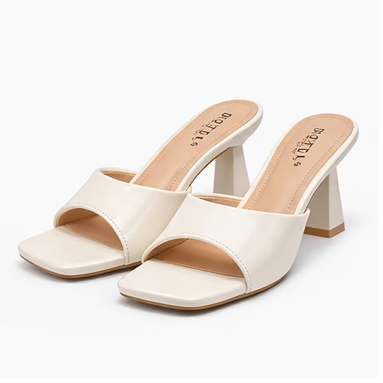 Chic Patent Mules – Square Toe, Block Heel, Slip-On Design