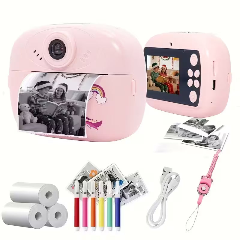 Instant Print Kids Camera - Multicolor 1080P Digital Camera Toy, Instant Photo Printing Camera for Boys & Girls Ages 3-14, Portable Children’s Camera, Birthday & Holiday Gift