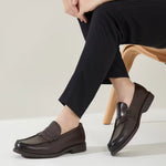 Men's Retro Penny Loafers – Dark Brown & Black
