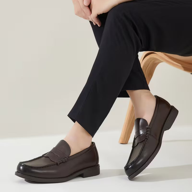 Men's Retro Penny Loafers – Dark Brown & Black