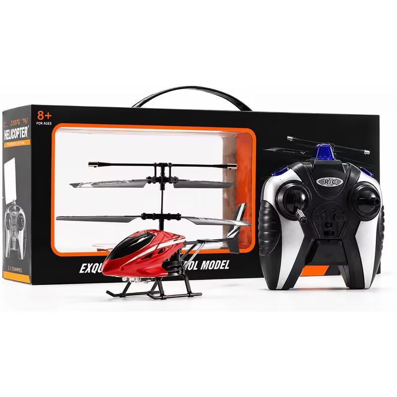 RC Helicopter Toy - Red Dual Rotor Remote Control Flying Helicopter, Indoor Aircraft Toy with Controller for Kids & Beginners, Fun Flying Gift for Boys & Girls Ages 8+