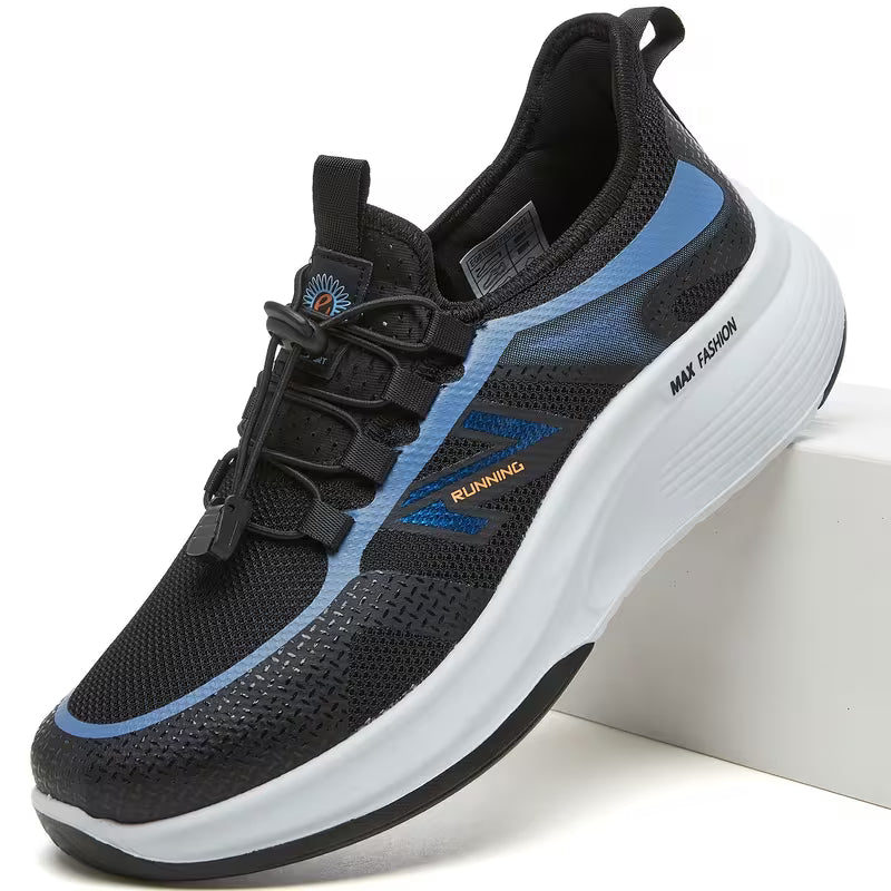 Men's All-Season Breathable Mesh Sneakers – Black, Grey & Camel