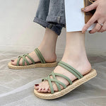 Women’s Elegant Square-Toe Flat Slide Sandals – Minimalist Faux-Leather Summer Shoes