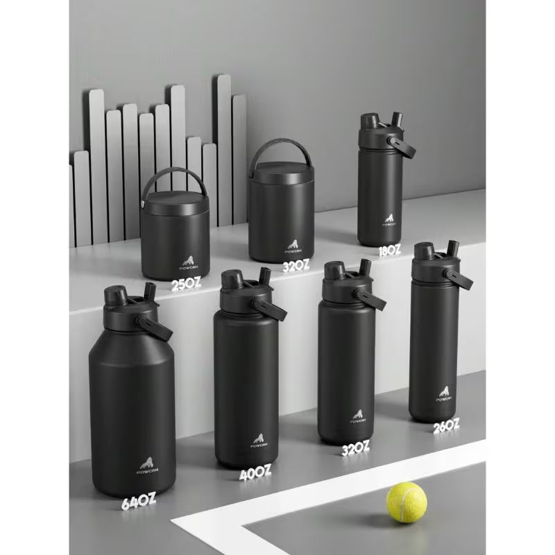 Powcan 32oz Insulated Water Bottle – Double-Wall Stainless Steel, Dual Straw Lid