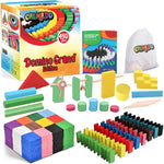 450pcs Domino Set - Natural Wood Wooden Board Game, Grand Family Edition with Storage Case, Instructions Manual & Accessories, Classic Domino Game for Family & Friends