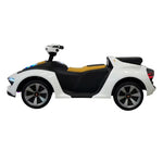VLRA Kids Electric Ride-On Sports Car - White & Black, LED Lights, Modern Luxury Supercar Style, Battery Powered Vehicle with Leather Seat for Ages 3-6, Children’s Ride-On Car