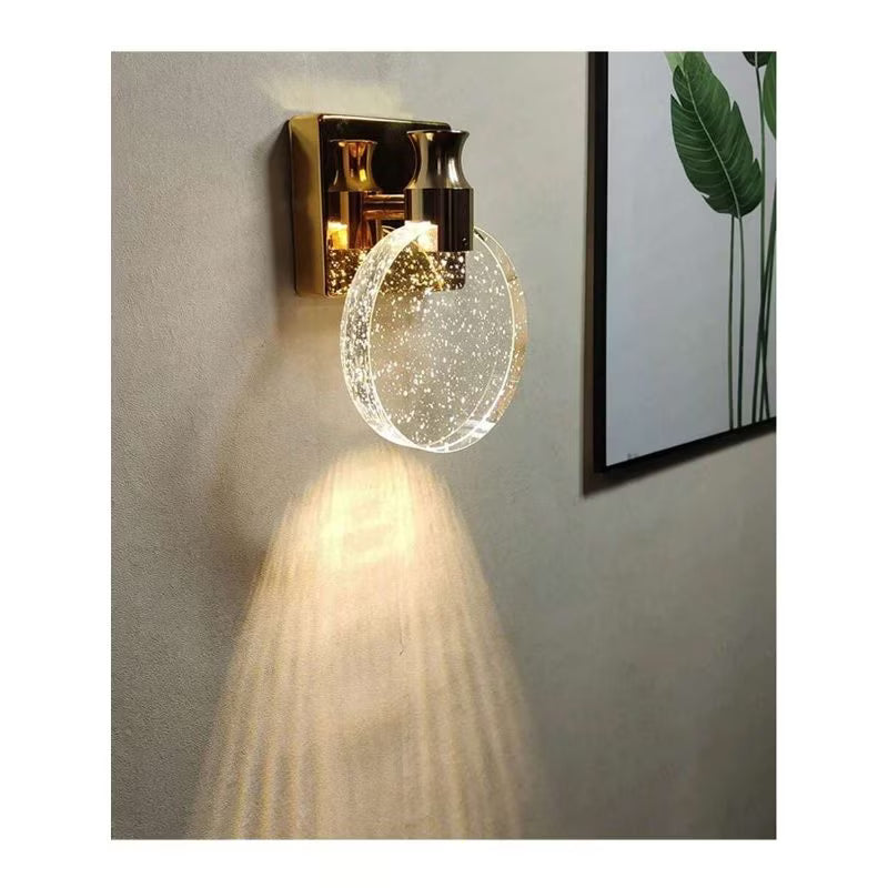 1pc Modern Crystal Bubble Shade Wall Light - Multicolor & Elegant Golden, 5W LED Sconce, 16cm High (6in), Crystal Decorative Wall Lamp, Modern Bedroom, Hallway & Bedside Lighting