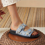 Women’s Chunky Platform Sandals – Open-Toe Retro Punk Shoes with Gold Buckle