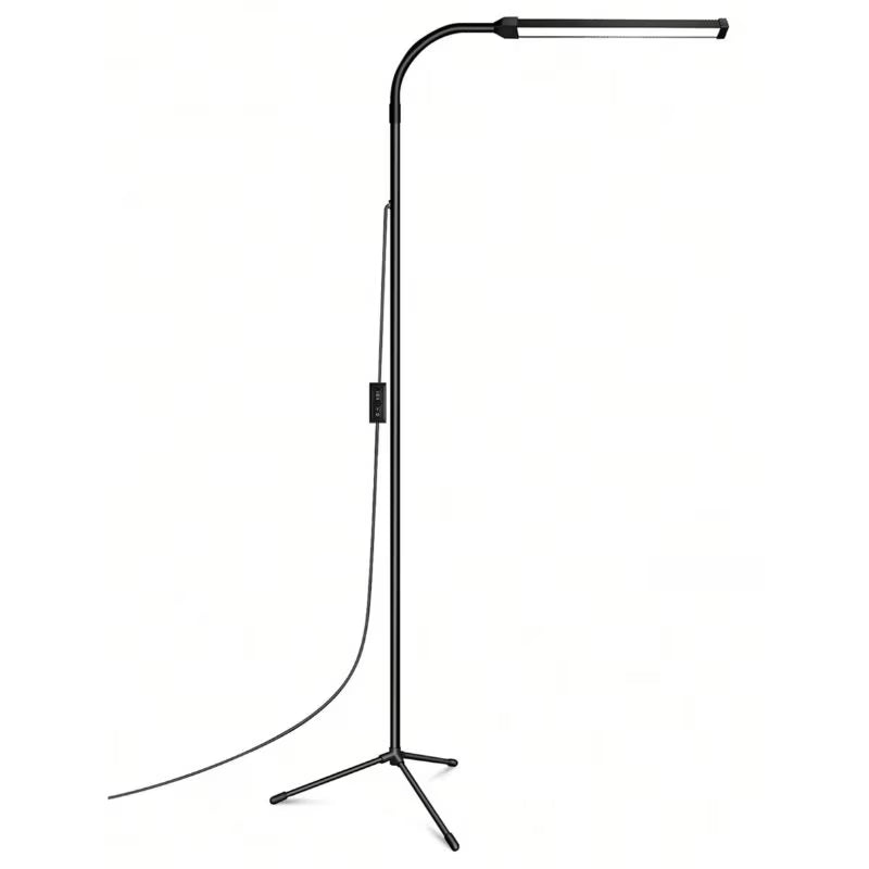 Bright LED Floor Lamp - Multicolor & Black, Adjustable Color Temperature, Dimmable Brightness, Height Adjustable USB Spot Light, Modern Floor Lamp for Reading, Office, Living Room, Bedroom, Salon, Makeup & Eyelash Extensions