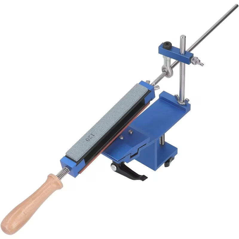 Fixed Angle Knife Sharpener - Blue & Silver, Professional 15 Degree Sharpening System with Speed Clip, 6 Sharpening Stones, Adjustable Knife Sharpening Kit for Home & Kitchen Use