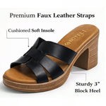 Women’s Retro Woven Mule Sandals – Cross-Weave Slip-On Mid Block Heel Shoes